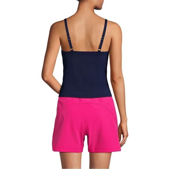 Land's End Tankini Plus Top square neck navy sunset stripe adjustable Various - Picture 4 of 5